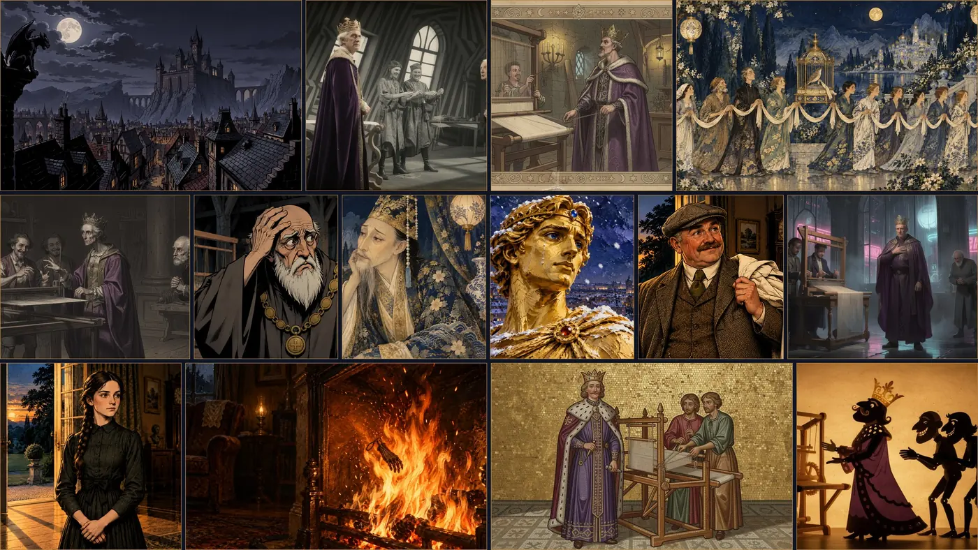A collage of classic-tale scenes in different painterly styles, the Fabulier channel banner
