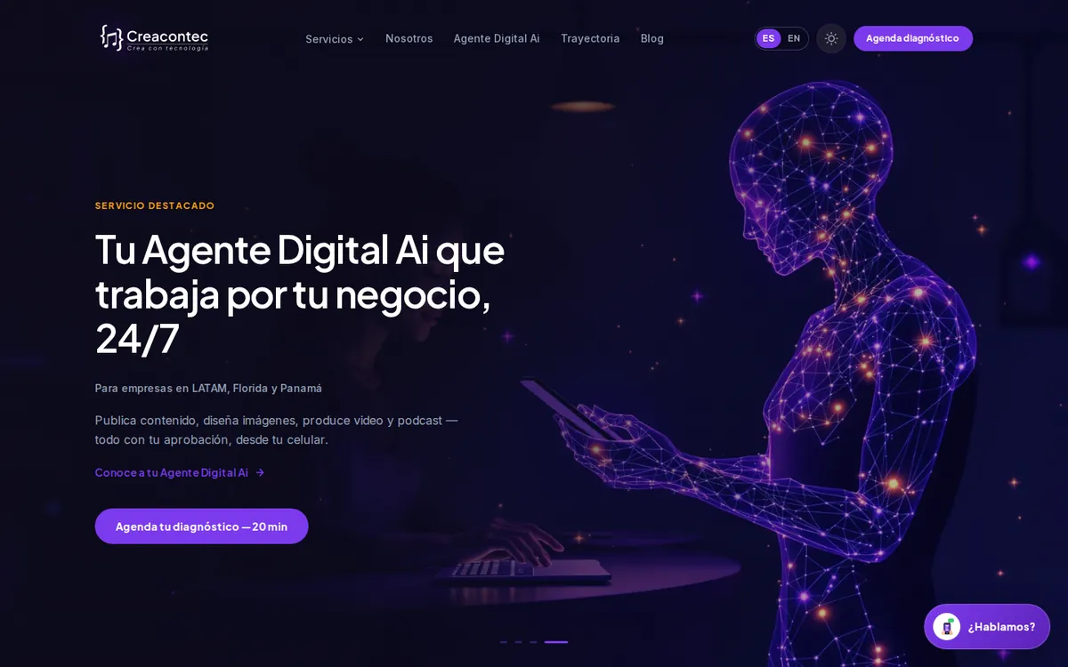 Screenshot of the Creacontec website